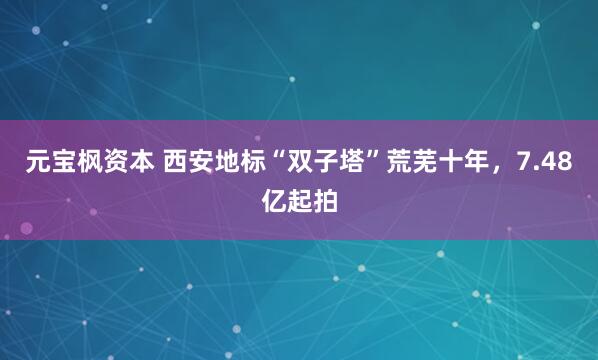元宝枫资本 西安地标“双子塔”荒芜十年，7.48亿起拍